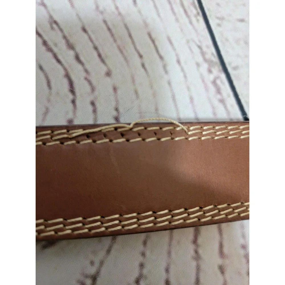 Men's Brown Genuine Leather Triple Stitched Dress Casual Belt Size‎ 43-45